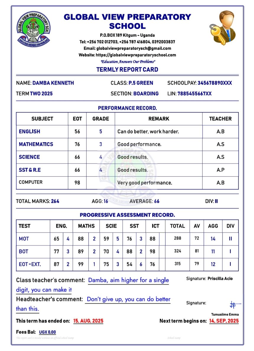 Auto Report Card Generator for Primary Schools